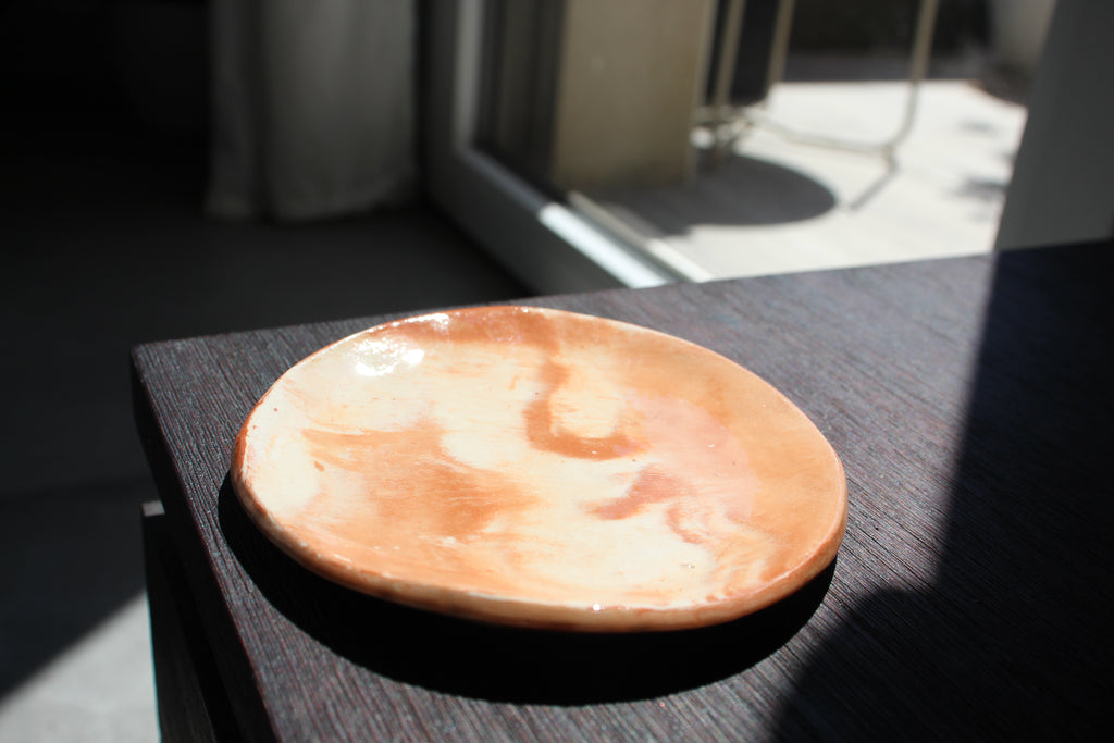 Soucoupe Effet Marbre Blanc et Terracotta