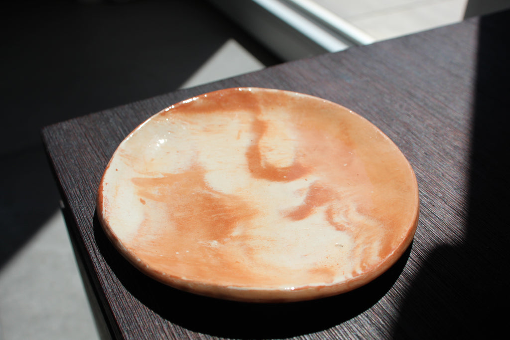 Soucoupe Effet Marbre Blanc et Terracotta