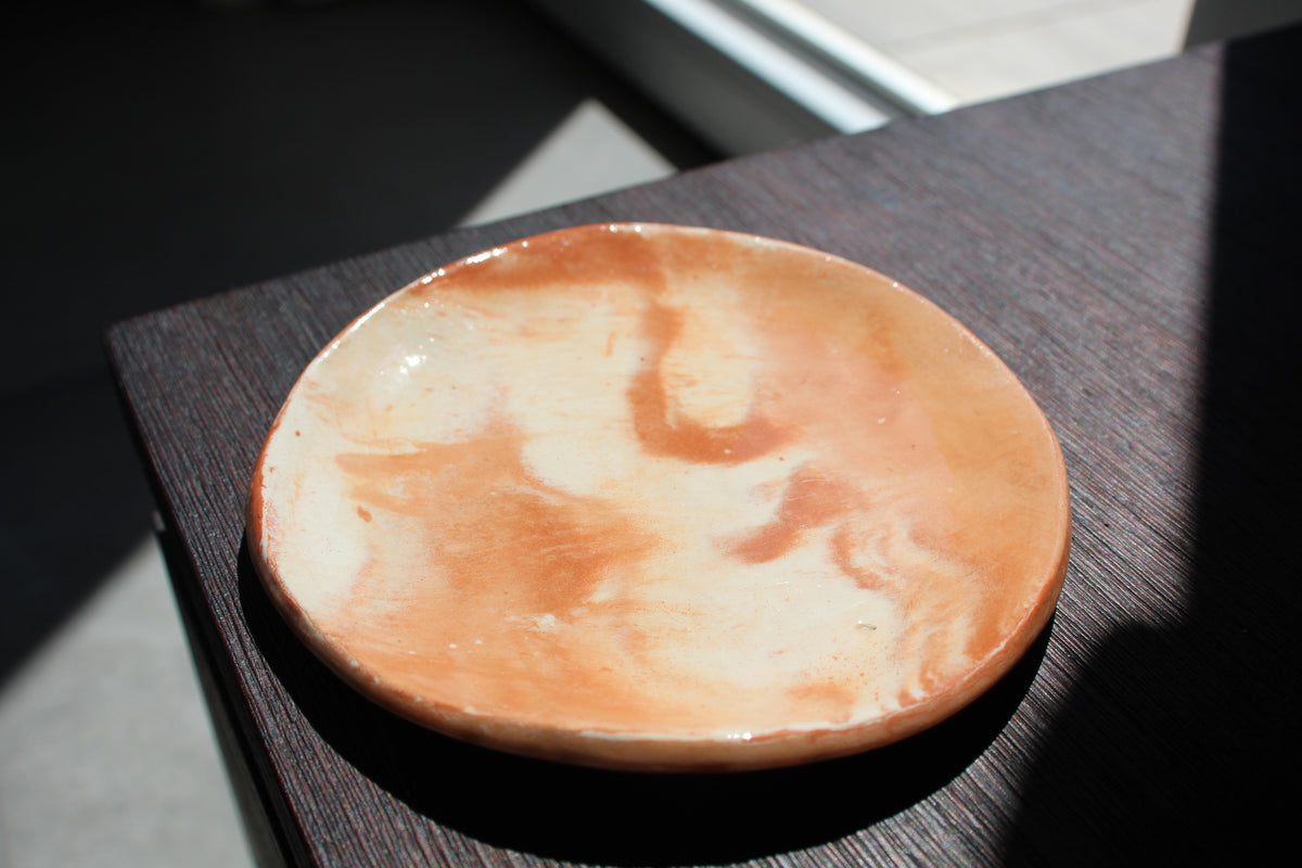 Soucoupe Effet Marbre Blanc et Terracotta